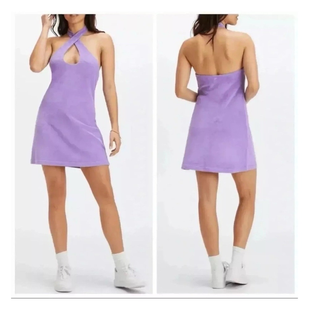Fabletics Island Terry Halter XXS Purple Dress Swim Beach Resort Athleisure